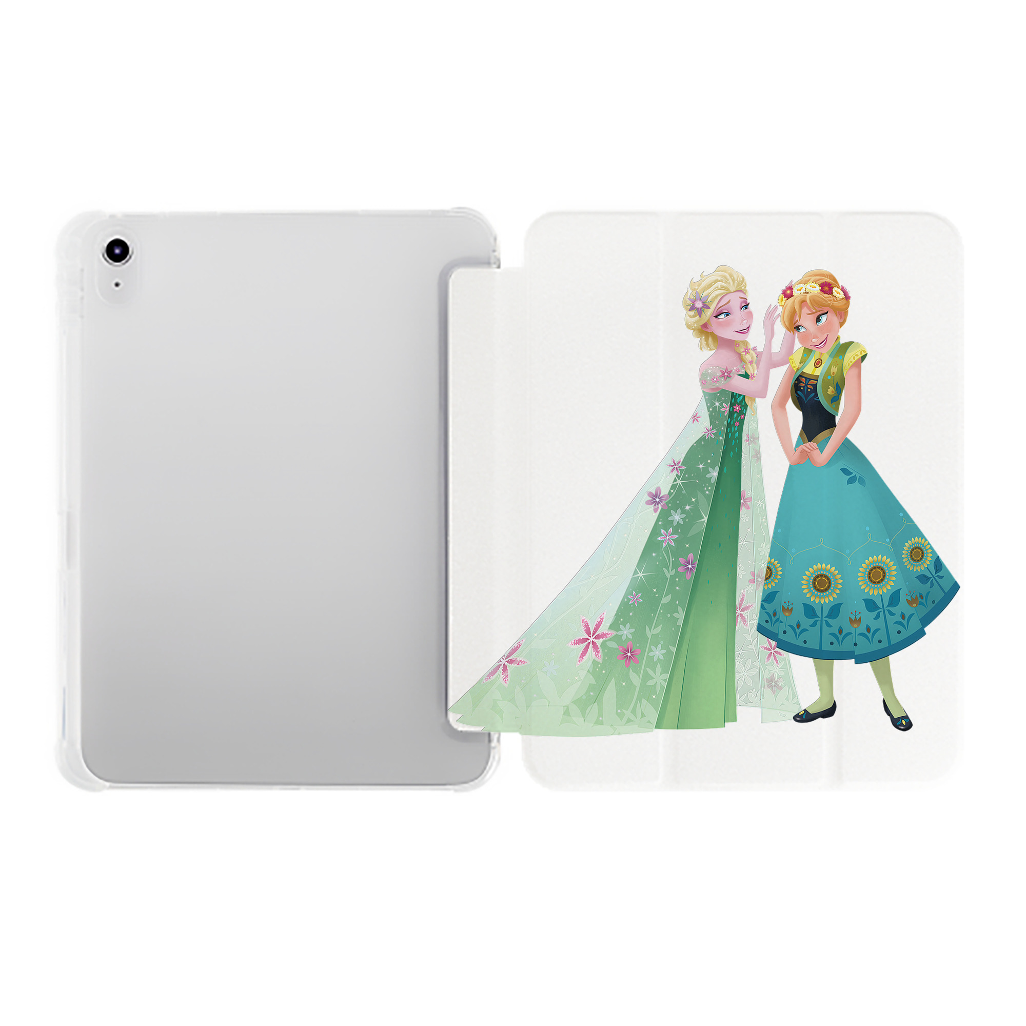 （画像用） アナと雪の女王 アンナ エルサ Frozen Anna Elsa IPad ケース ペン収納付き 三つ折りスタンド PUレザー×シリコン 対応機種9.5/10.5/10.9インチ